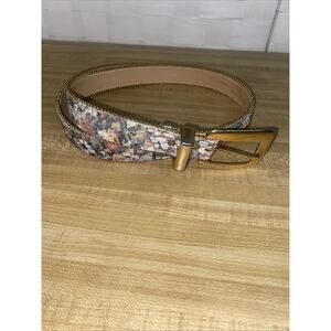 80s Motion East Belt Women's Size Small 26” Leather & Lace Overlay Multicolor
